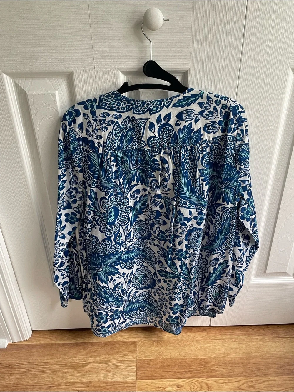 J. Crew Blue Floral Peasant Blouse